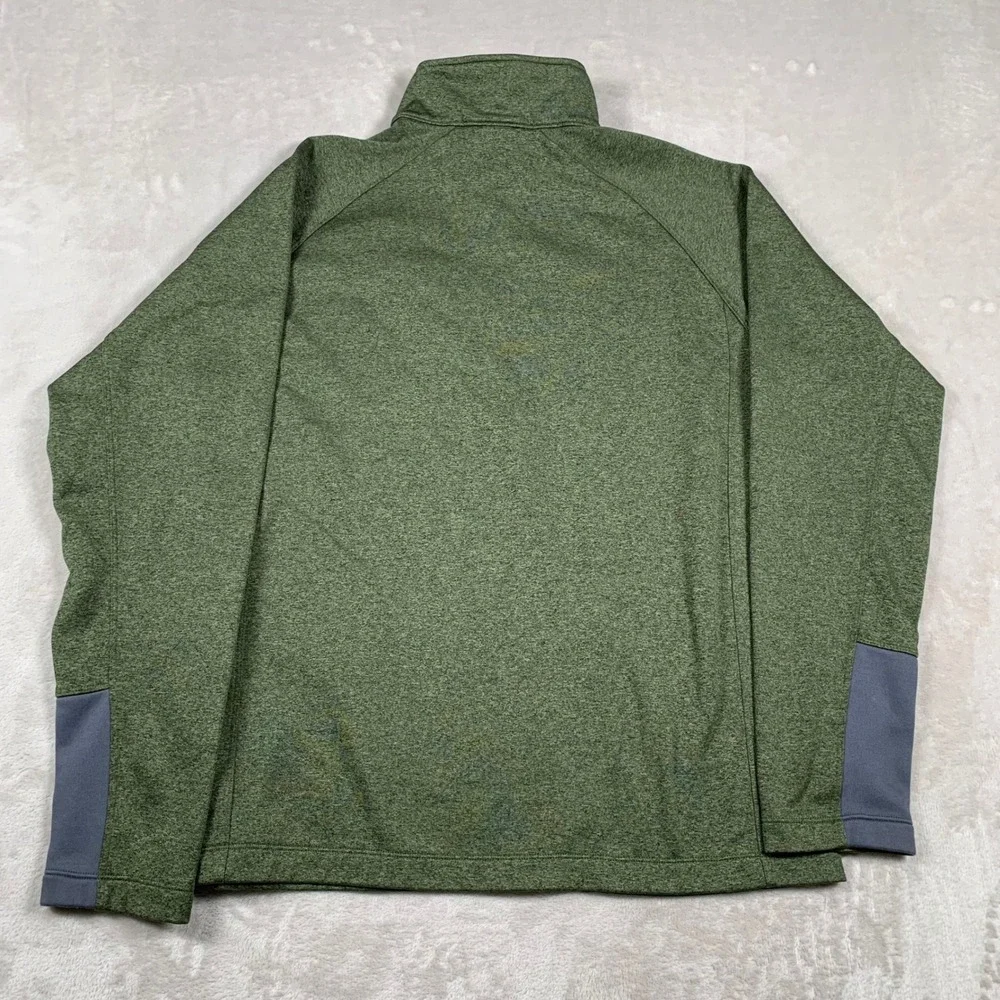 The North Face Quarter Zip Pullover Mens Large Green Heathered Fleece Jacket